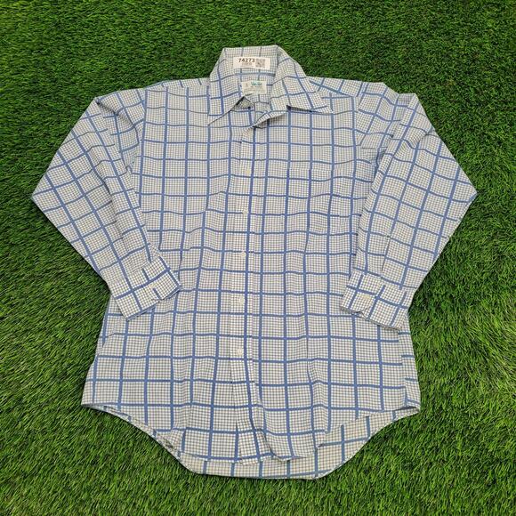 Vintage 70s Disco Checkered Button Shirt Medium 20x30 Blue - Picture 1 of 11